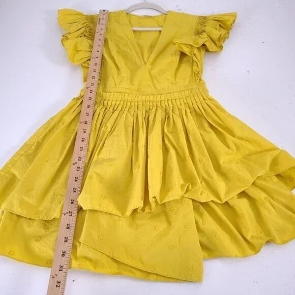 Ulla Johnson Gold Tessa V-Neck Mini Dress Size 2 - Picture 4 of 10